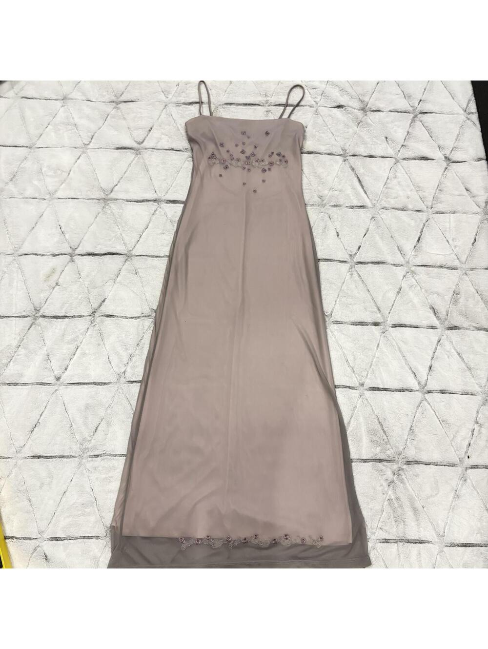 Chelsey Y2k USA Made Elegant Pink Embroidered Spaghetti Strap Maxi Dress Women